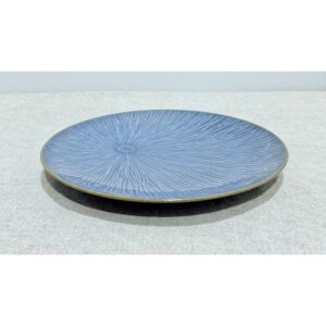 Plato llano azul rayado
