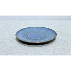 Plato postre azul rayado