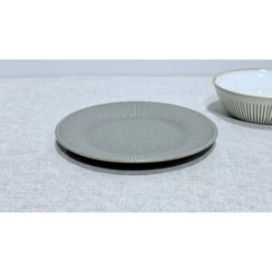 Plato postre verde rayado