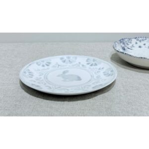Plato postre blanco conejo